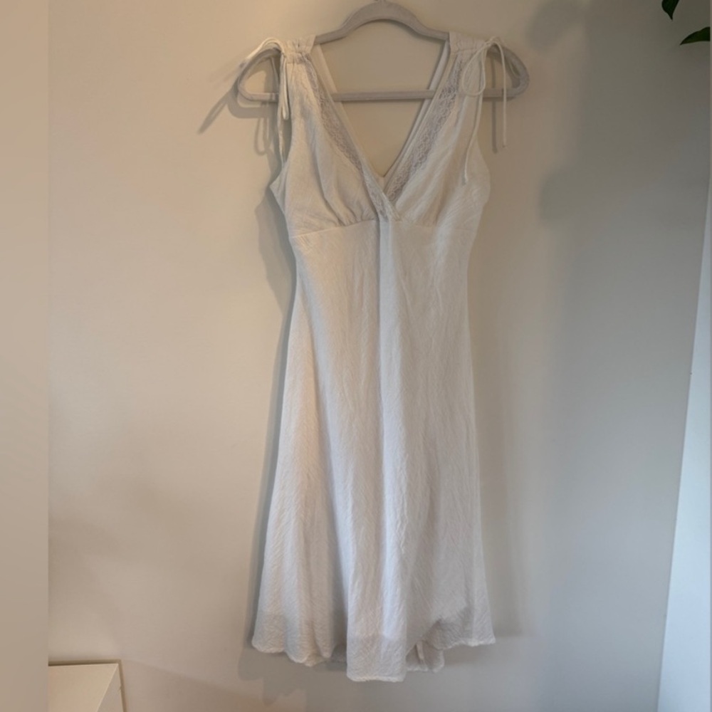 Elegant Ivory Midi Dress with Lace Accents